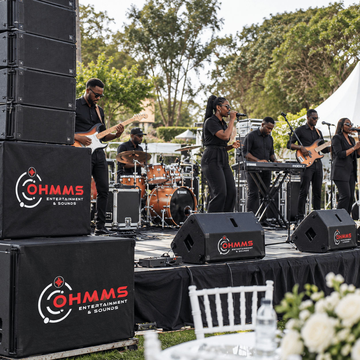OHMMS professional sound setup at an event